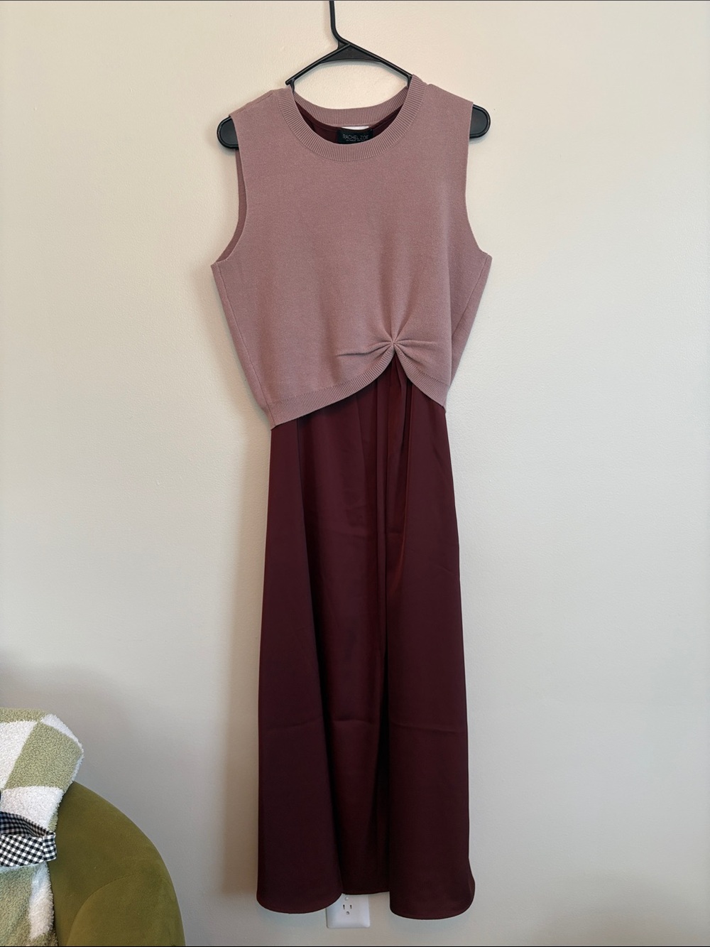 Rachel Zoe Sleeveless Two-Tone Maxi Dress in Mauve and Wine
